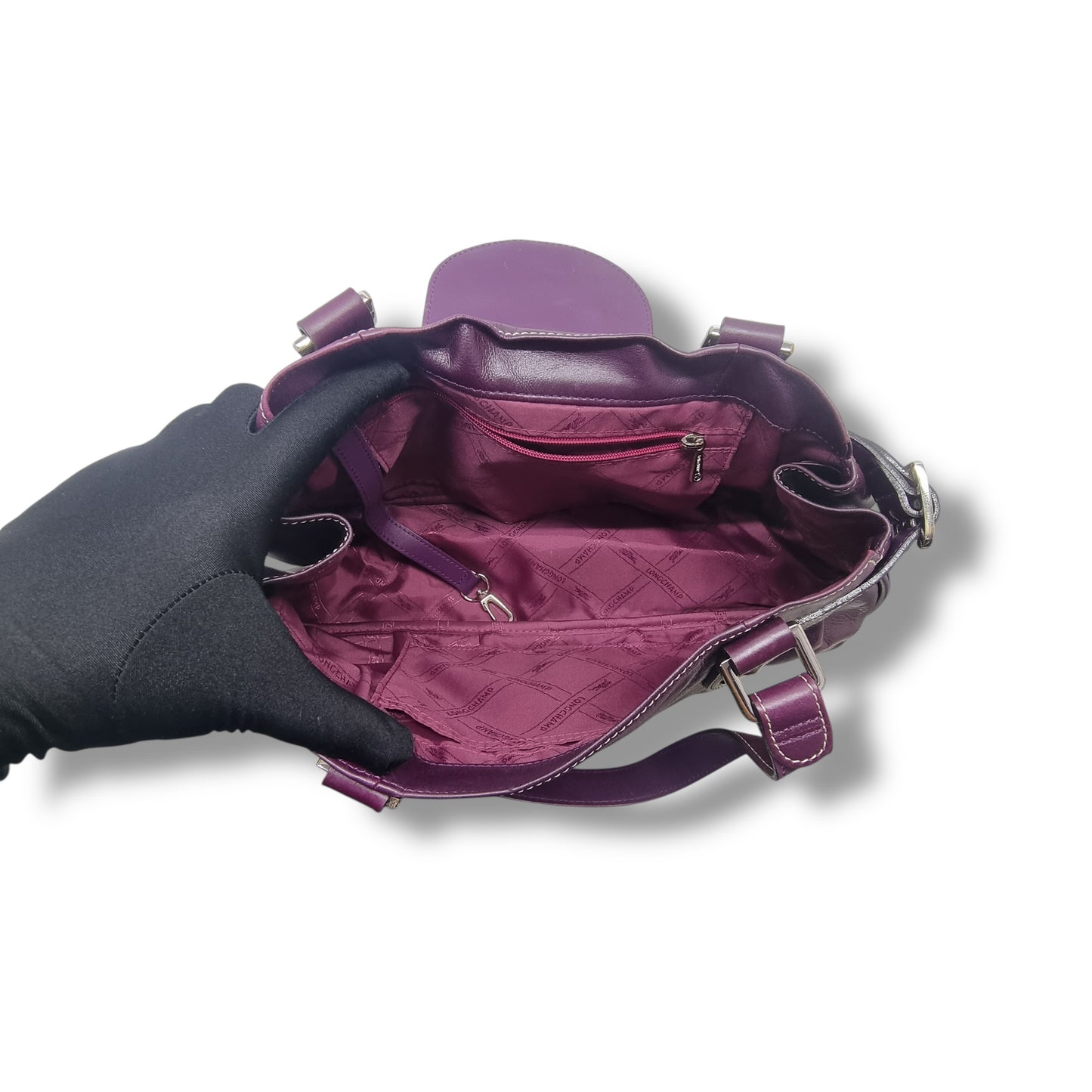 Longchamp Idole Leather Shw (Dark Purple)