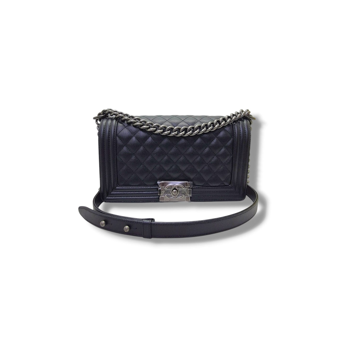 Chanel Boy Medium Caviar Rhw (Black)
