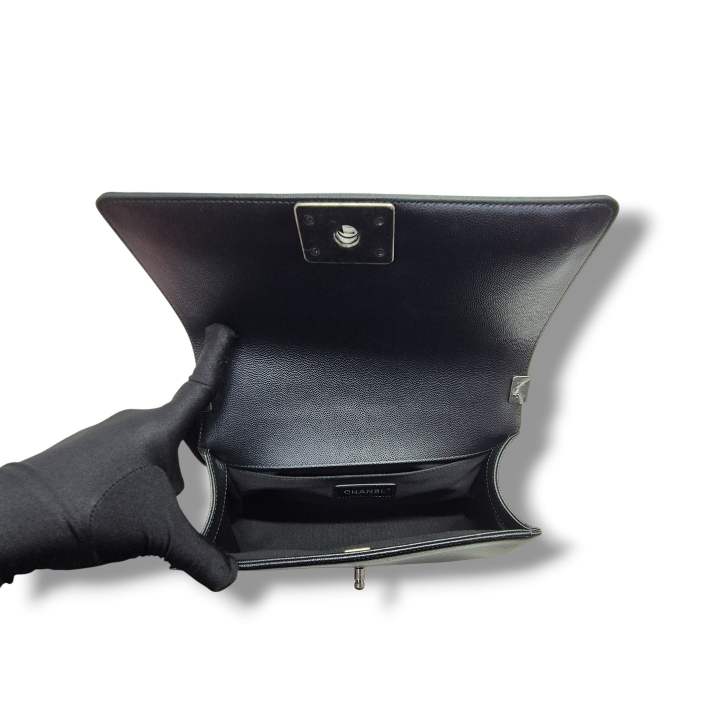 Chanel Boy Medium Caviar Rhw (Black)