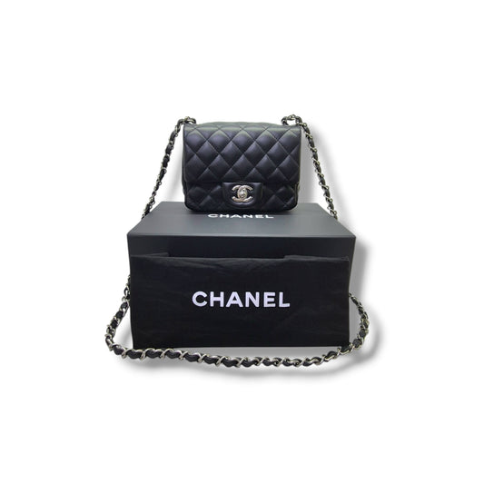 Chanel Classic Square Mini Flap Lambskin Shw (Black)