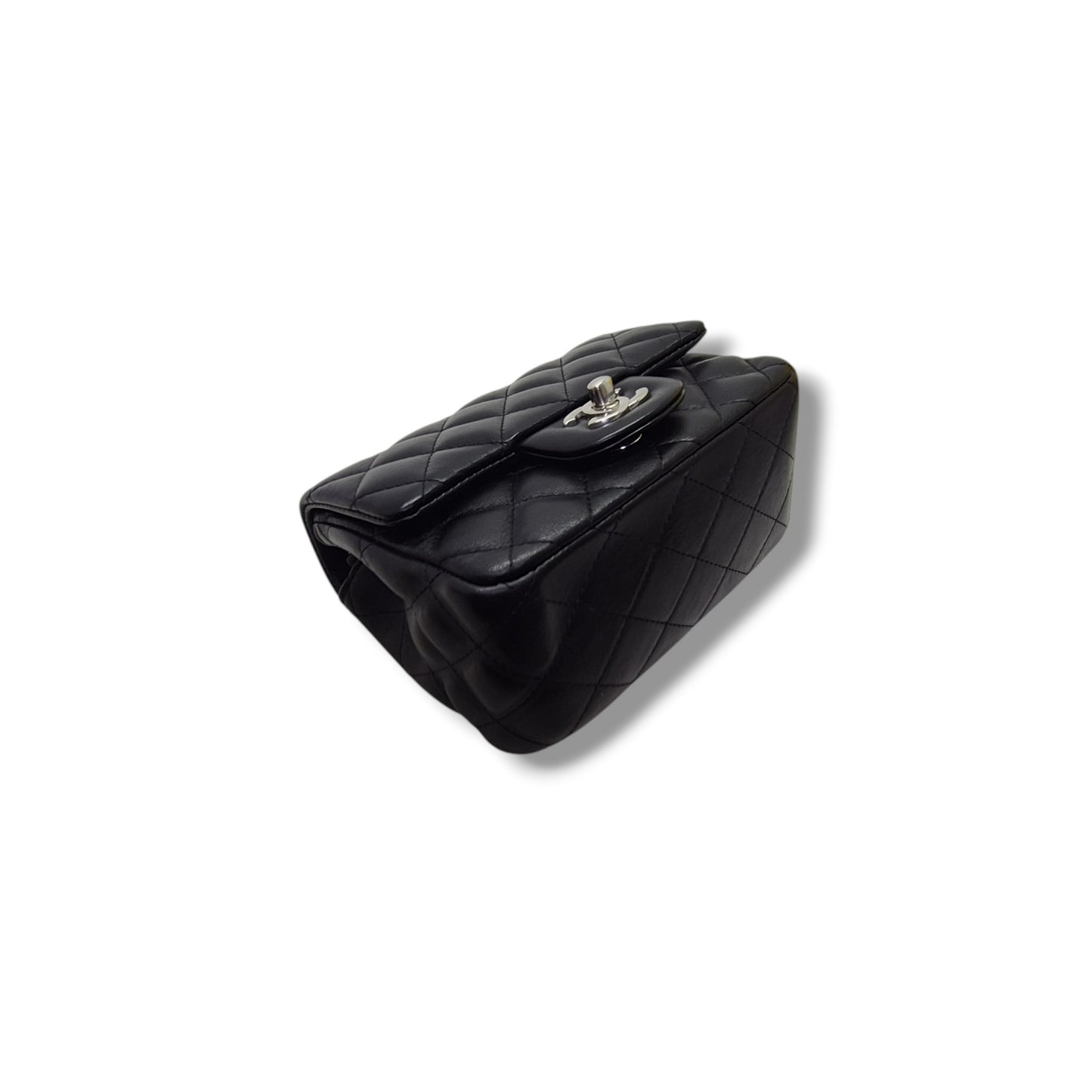 Chanel Classic Square Mini Flap Lambskin Shw (Black)