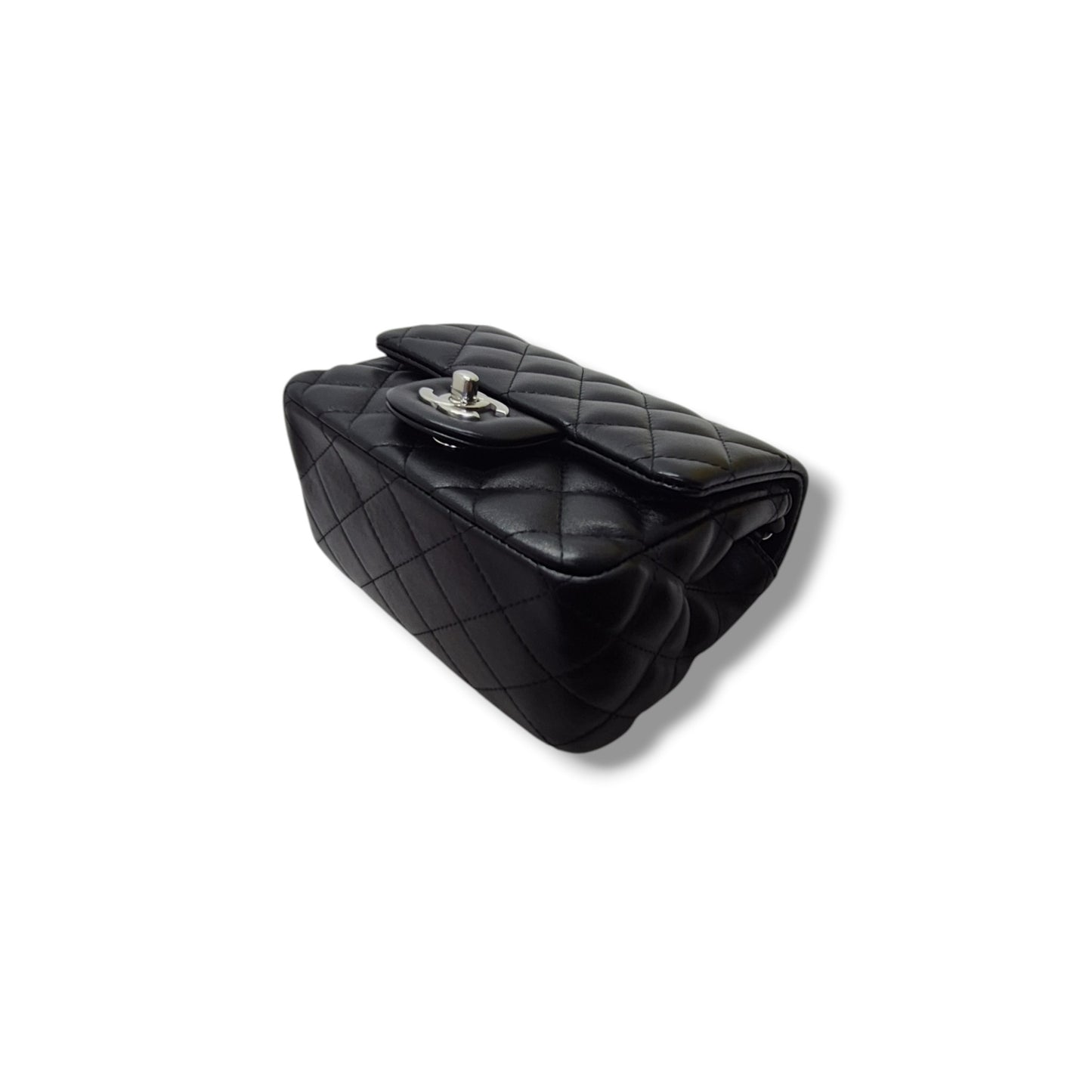 Chanel Classic Square Mini Flap Lambskin Shw (Black)