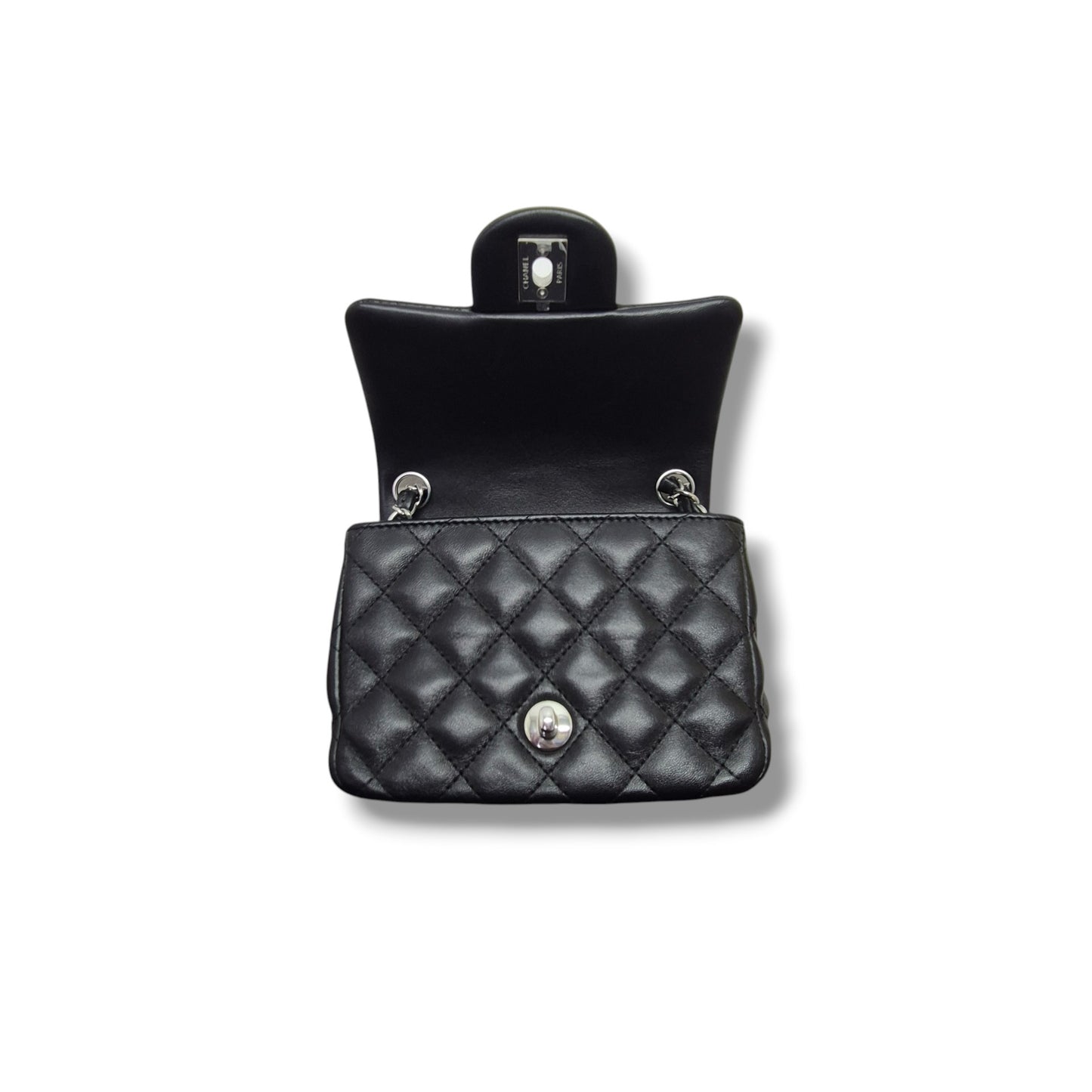 Chanel Classic Square Mini Flap Lambskin Shw (Black)
