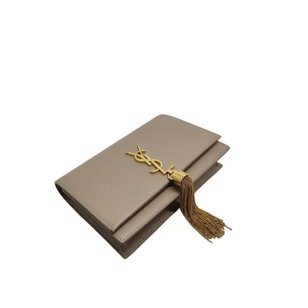 YSL Kate With Tassle Small Wallet On Chain Leather Ghw (Beige)