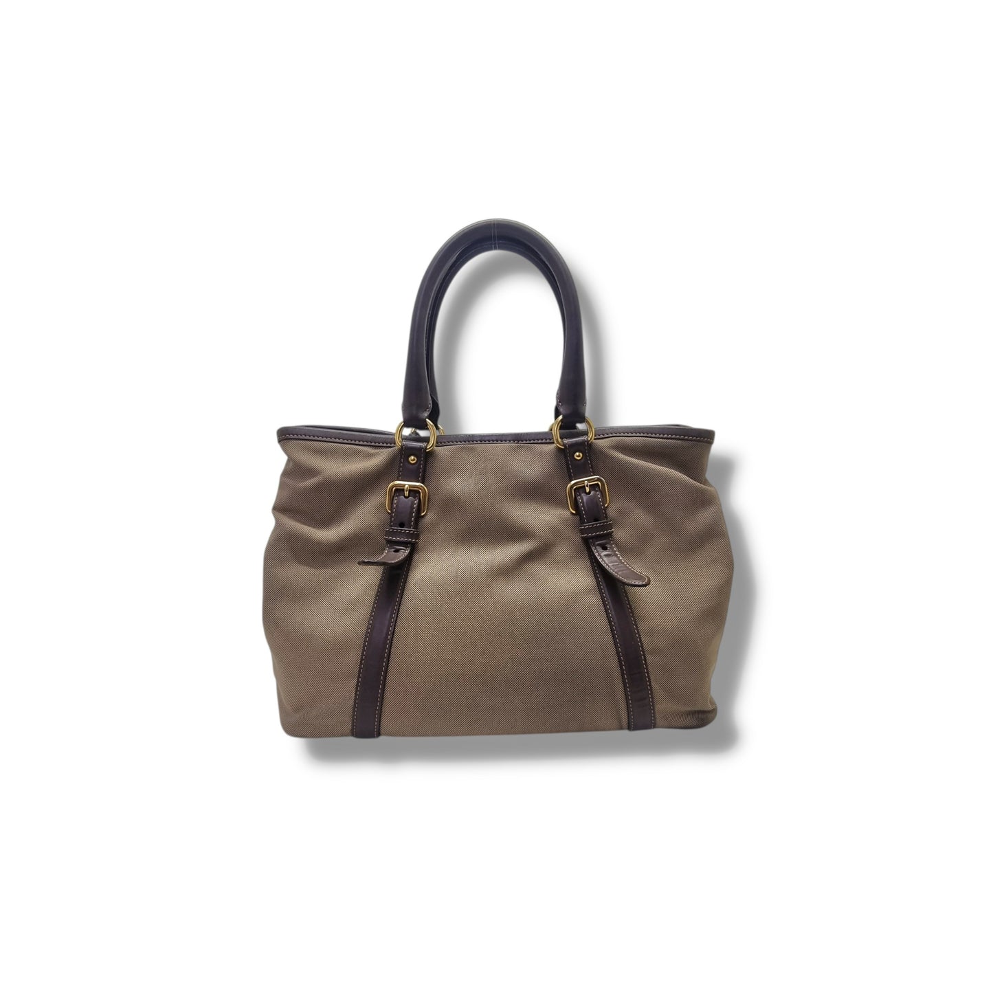Prada BN1841 Logo Jacquard Tote Bag Ghw (Tan/Brown)
