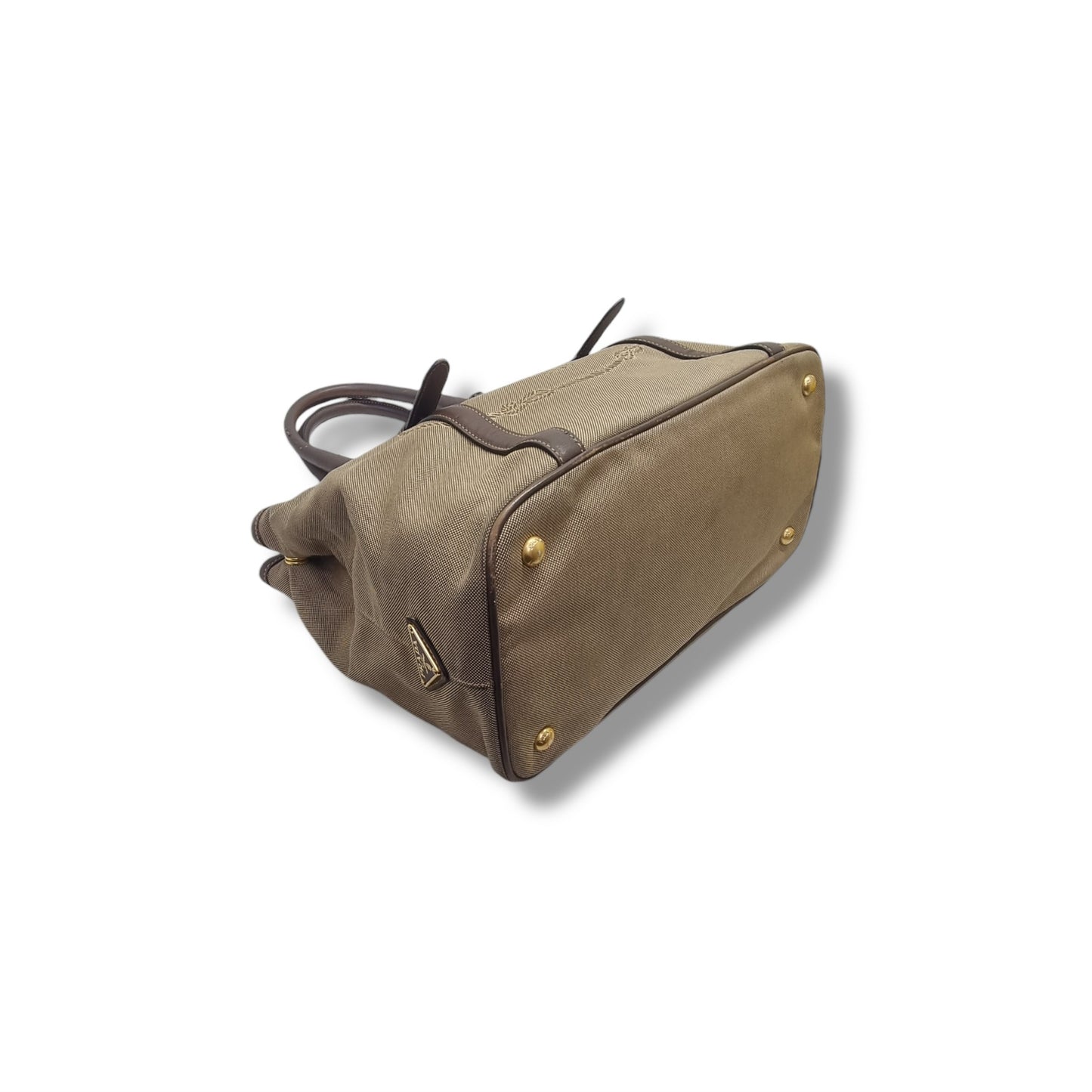 Prada BN1841 Logo Jacquard Tote Bag Ghw (Tan/Brown)