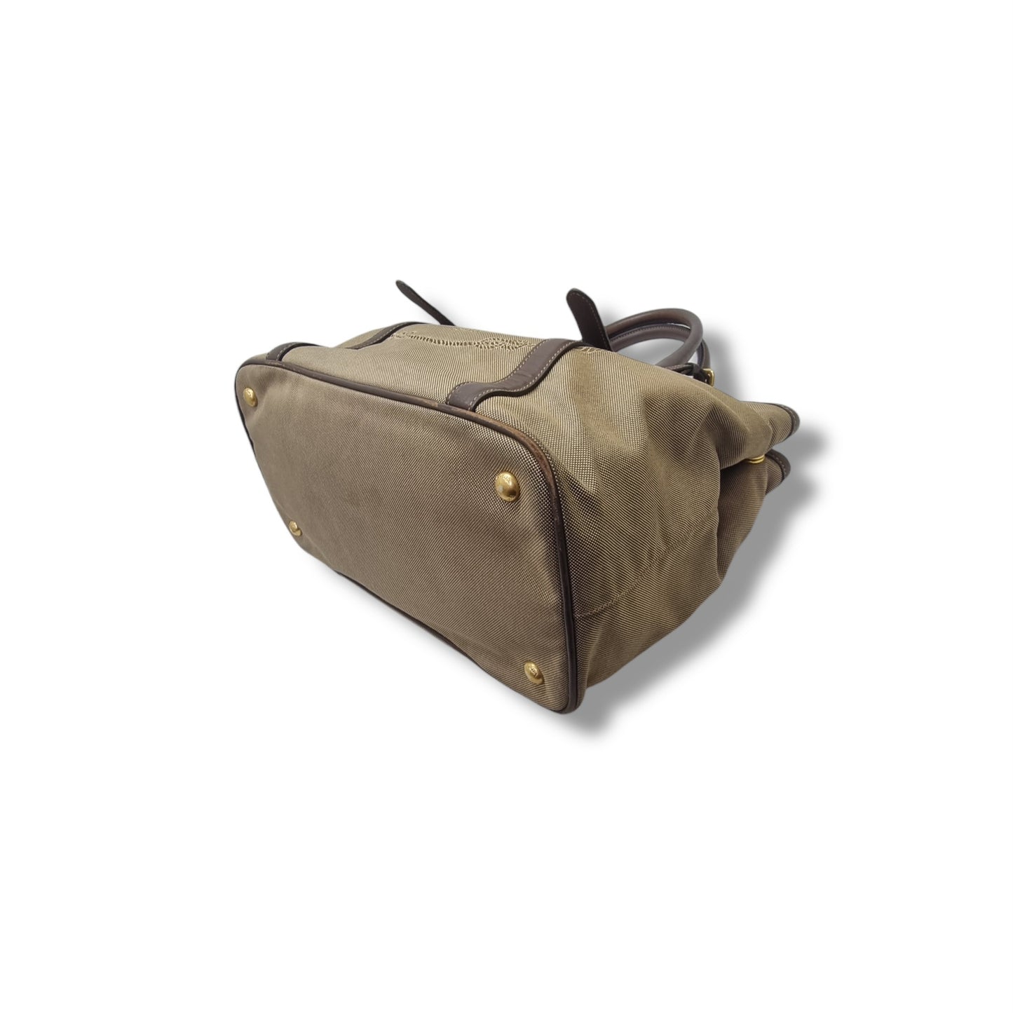 Prada BN1841 Logo Jacquard Tote Bag Ghw (Tan/Brown)