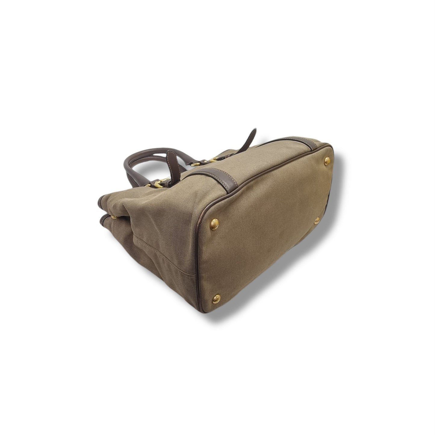 Prada BN1841 Logo Jacquard Tote Bag Ghw (Tan/Brown)