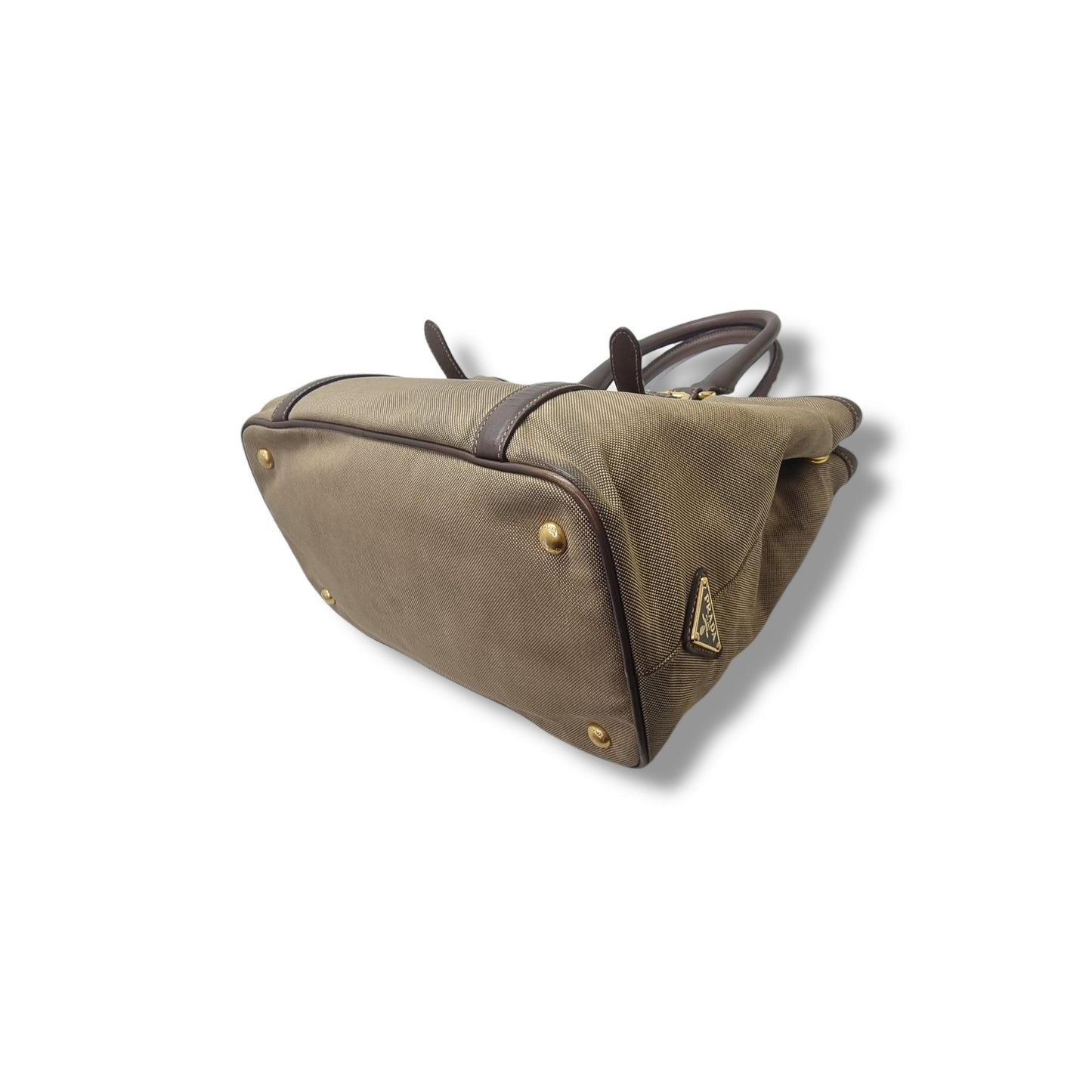 Prada BN1841 Logo Jacquard Tote Bag Ghw (Tan/Brown)