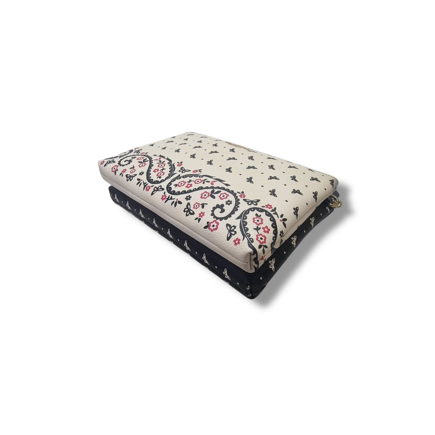 Coach Iyla Butterfly Bandana Print Leather Crossbody Ghw (White/Black)