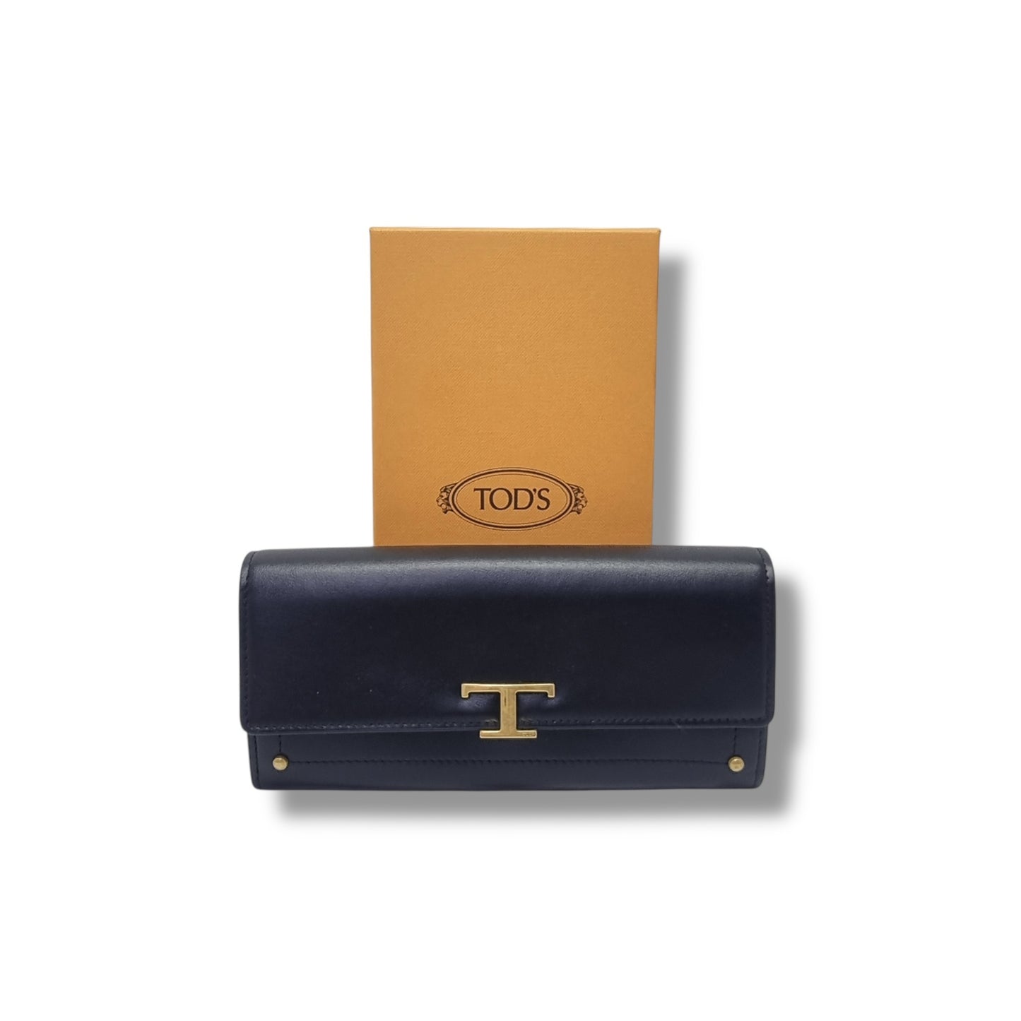 Tods T Timeless Flap Leather Wallet Ghw