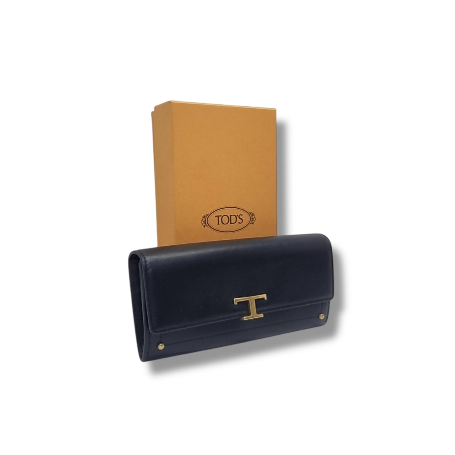 Tods T Timeless Flap Leather Wallet Ghw