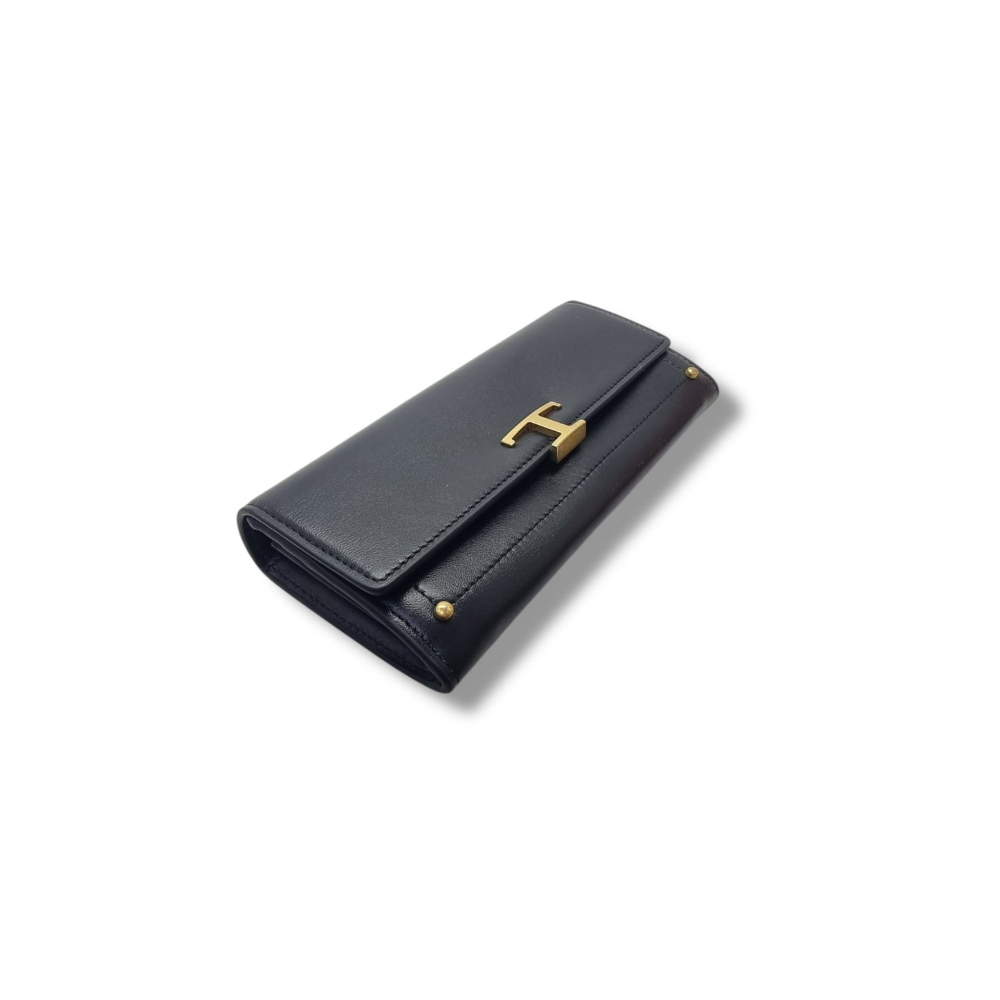 Tods T Timeless Flap Leather Wallet Ghw