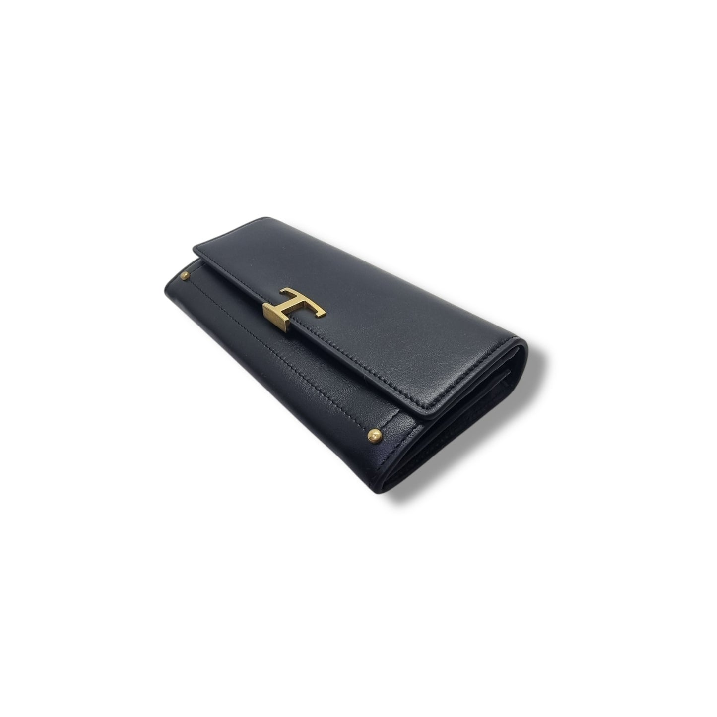 Tods T Timeless Flap Leather Wallet Ghw