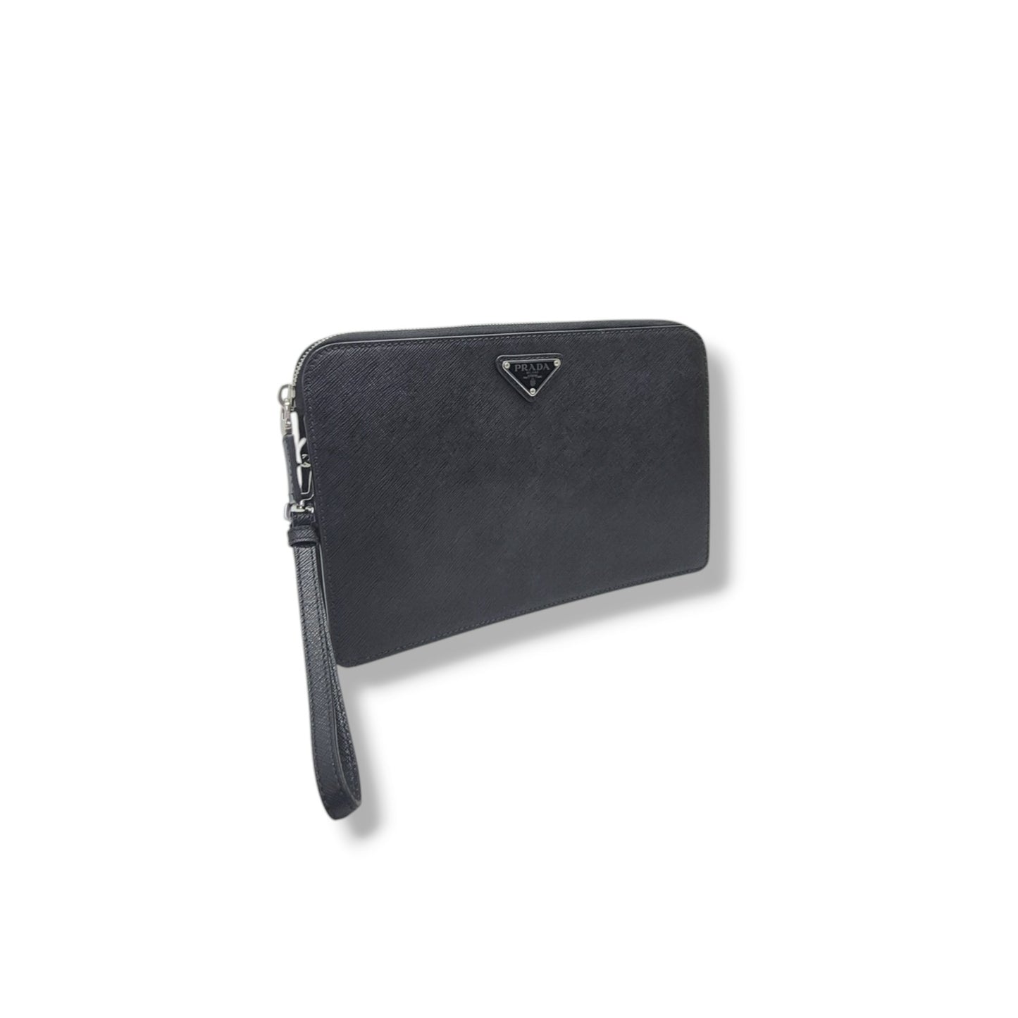 Prada Saffiano Leather Wrist Clutch Shw (Black)