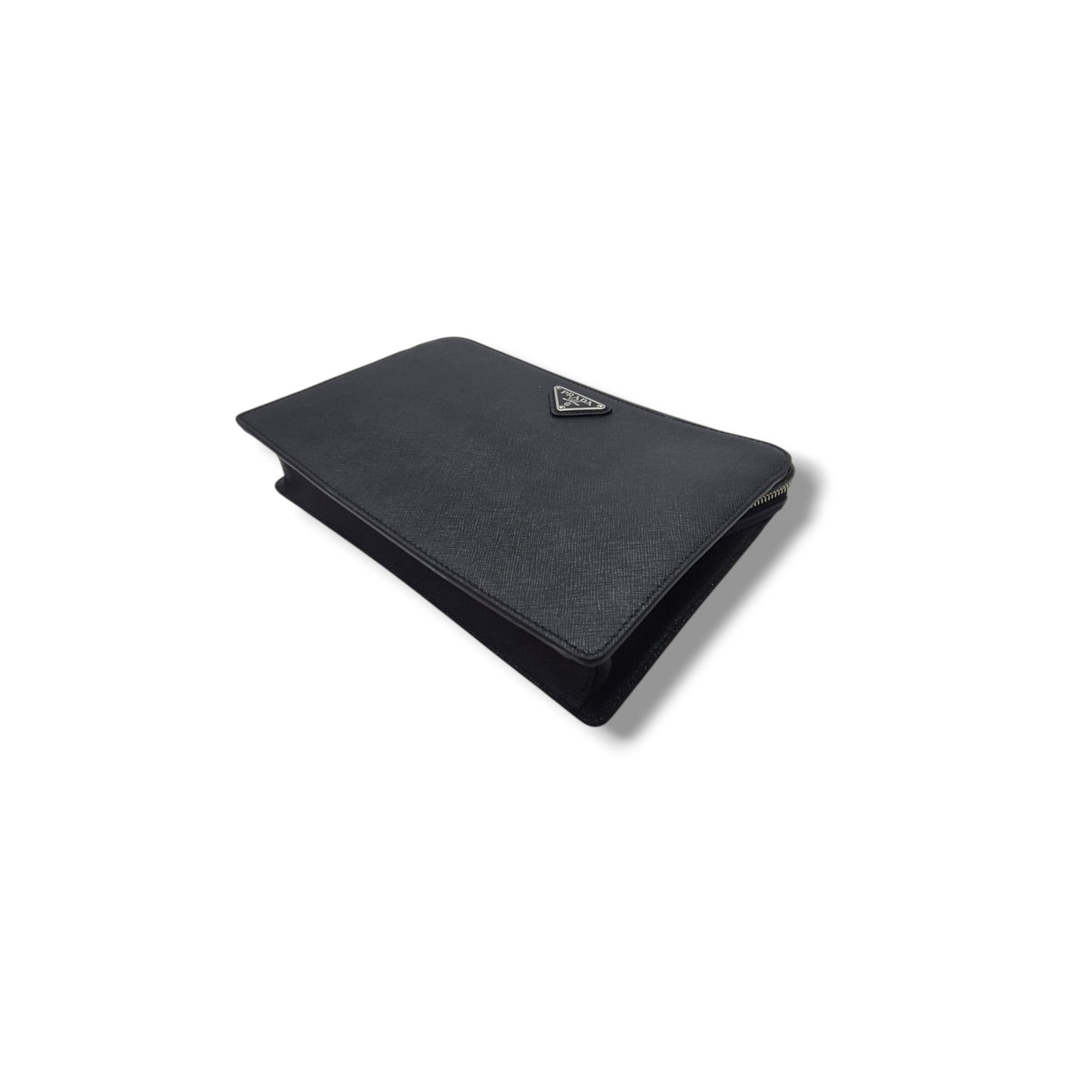Prada Saffiano Leather Wrist Clutch Shw (Black)