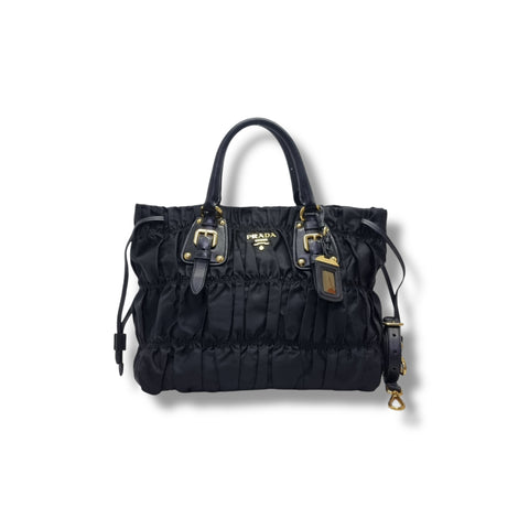 Prada BN1788 Nylon Gaufre Tote Ghw (Black)