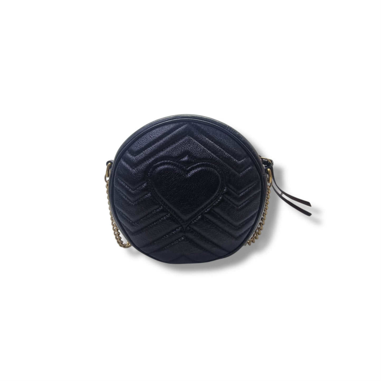 Gucci GG Marmont Mini Round Matelasse Leather Crossbody Ghw (Black)