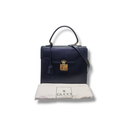 Gucci Vintage Lady Lock Tote Bag Ghw ( Black)