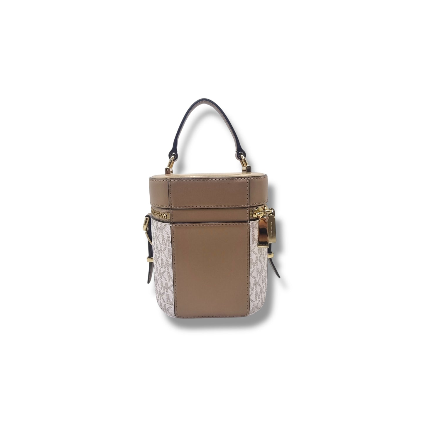 Michael Kors Bedford Travel Logo Stripe Crossbody Ghw (White/Camel/Cantaloupe)