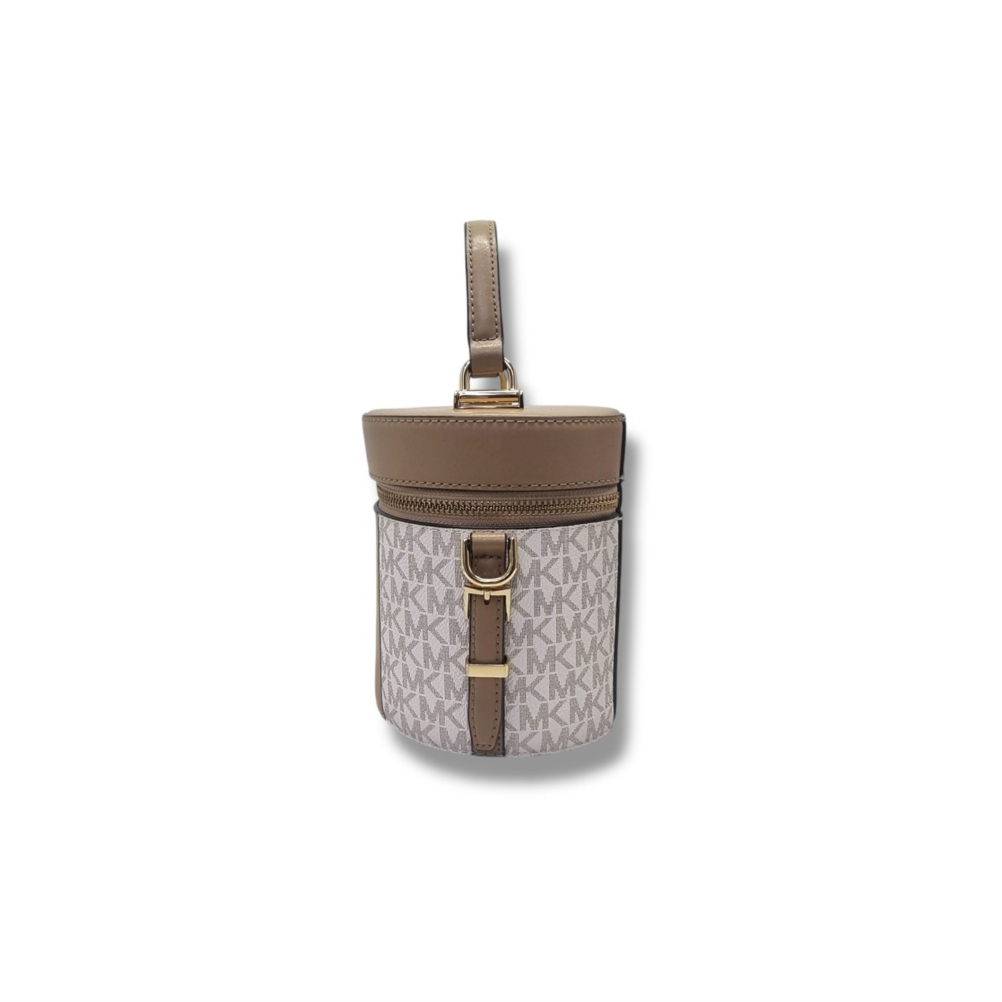 Michael Kors Bedford Travel Logo Stripe Crossbody Ghw (White/Camel/Cantaloupe)