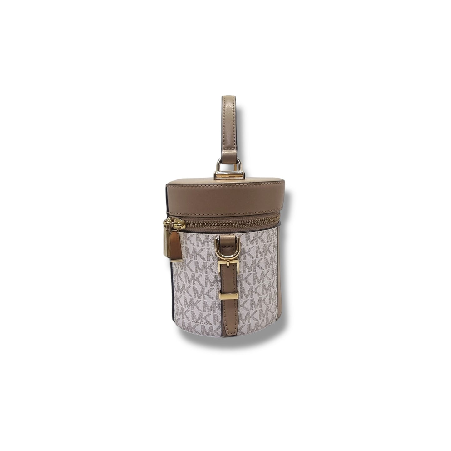 Michael Kors Bedford Travel Logo Stripe Crossbody Ghw (White/Camel/Cantaloupe)