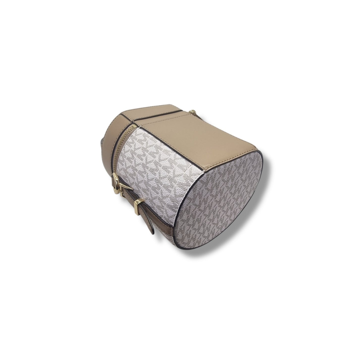 Michael Kors Bedford Travel Logo Stripe Crossbody Ghw (White/Camel/Cantaloupe)