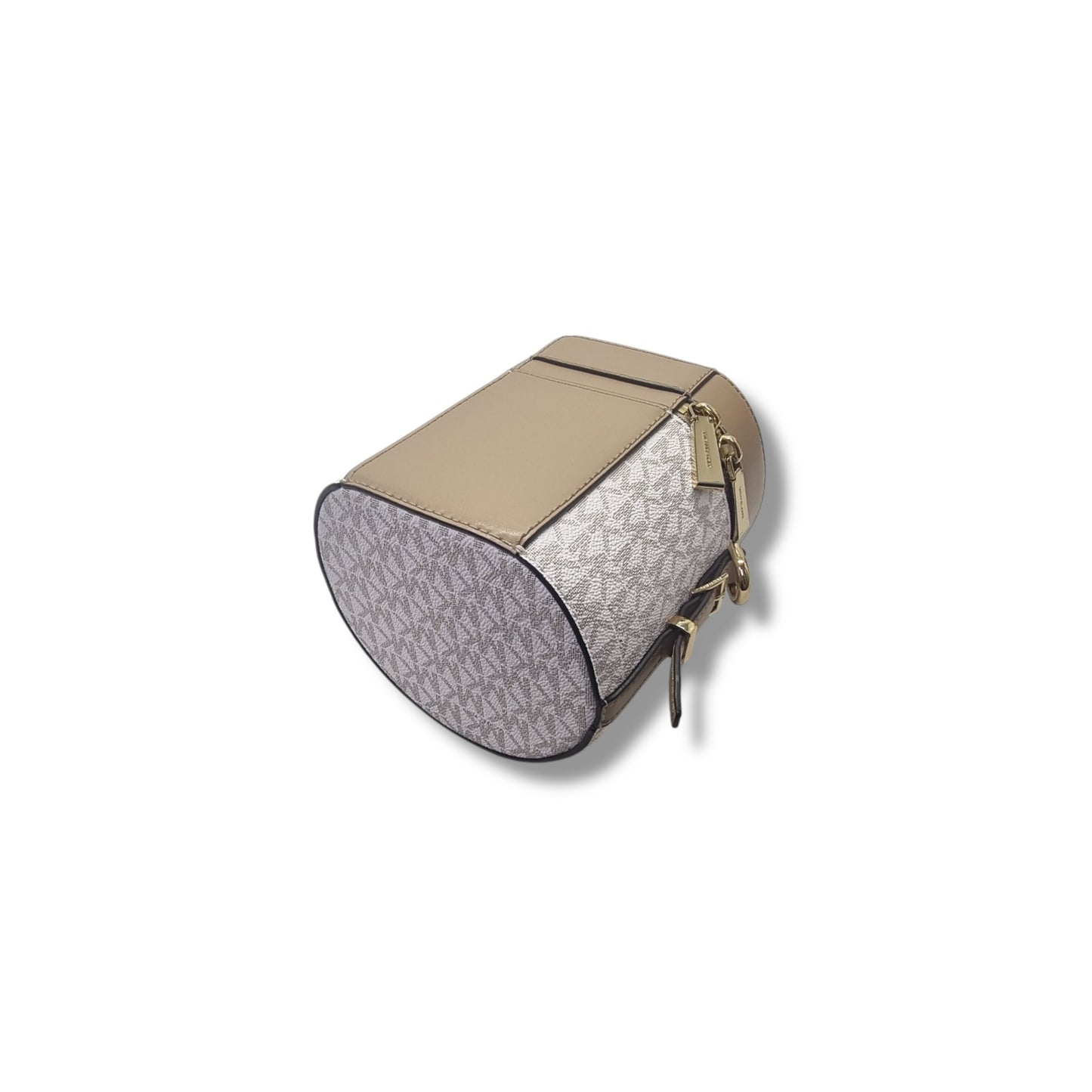 Michael Kors Bedford Travel Logo Stripe Crossbody Ghw (White/Camel/Cantaloupe)