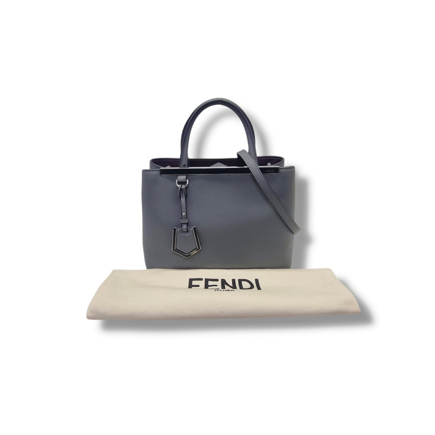 Fendi Petit 2 Jours Leather Tote Bag Shw (Grey)