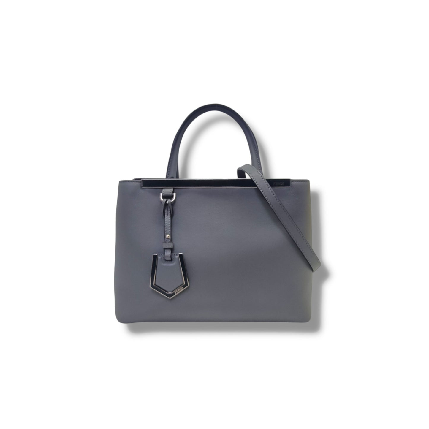 Fendi Petit 2 Jours Leather Tote Bag Shw (Grey)