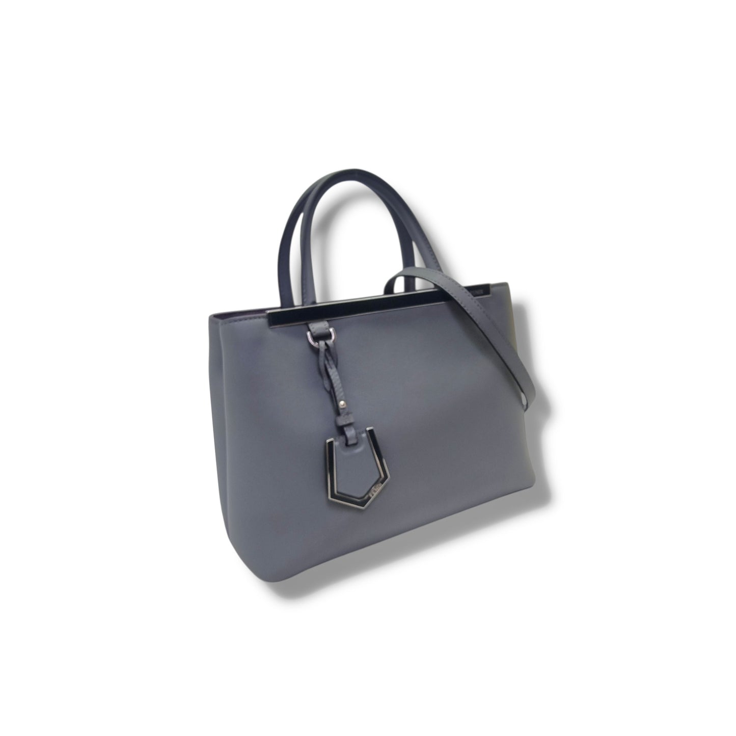 Fendi Petit 2 Jours Leather Tote Bag Shw (Grey)