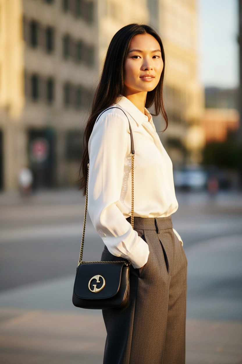 Gucci 1973 Small Chain Pebbled Leather Crossbody Ghw (Dark Grey)