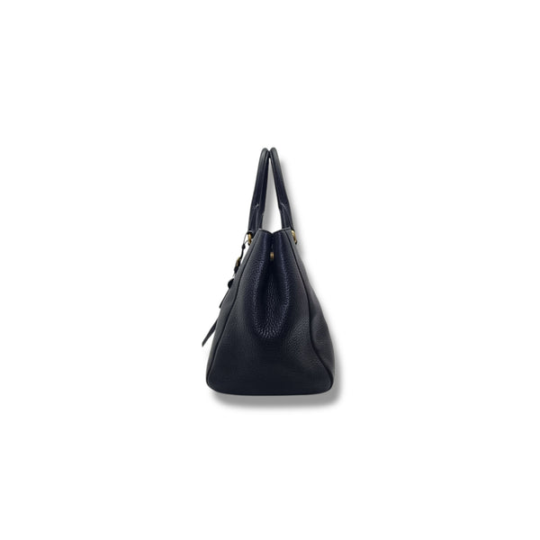 Prada BN2793 Vitello Daino Leather Tote Bag Ghw (Black)