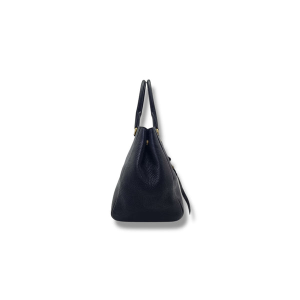 Prada BN2793 Vitello Daino Leather Tote Bag Ghw (Black)