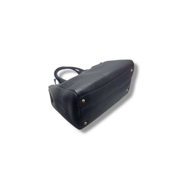 Prada BN2793 Vitello Daino Leather Tote Bag Ghw (Black)