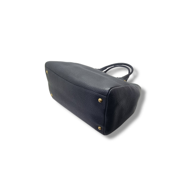 Prada BN2793 Vitello Daino Leather Tote Bag Ghw (Black)