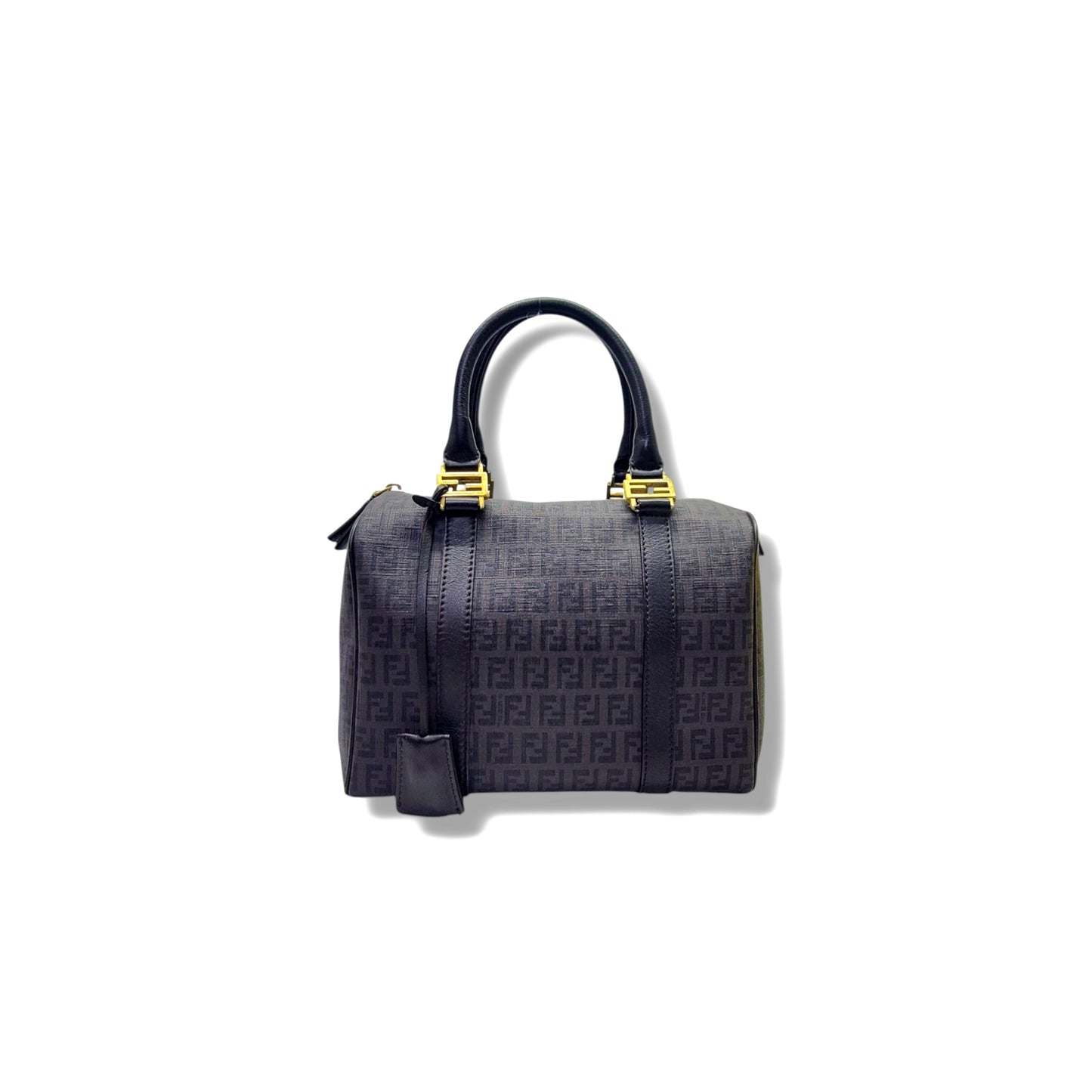 Fendi Zucchino Spalmati Canvas Forever Boston Bag Ghw (Monogram FF Brown)