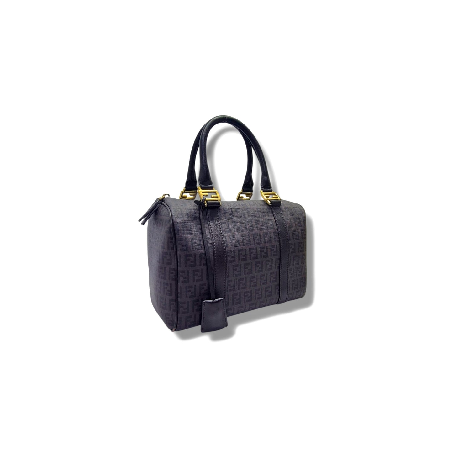 Fendi Zucchino Spalmati Canvas Forever Boston Bag Ghw (Monogram FF Brown)