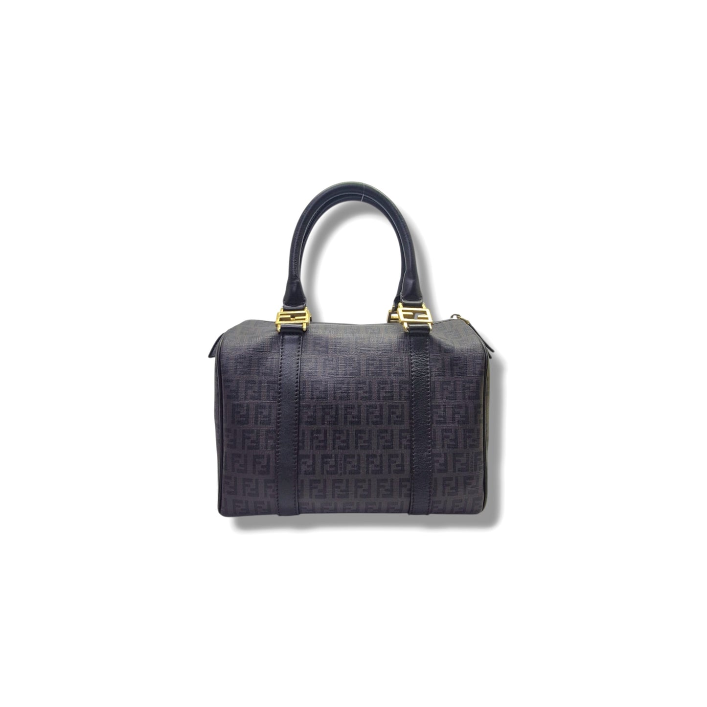 Fendi Zucchino Spalmati Canvas Forever Boston Bag Ghw (Monogram FF Brown)