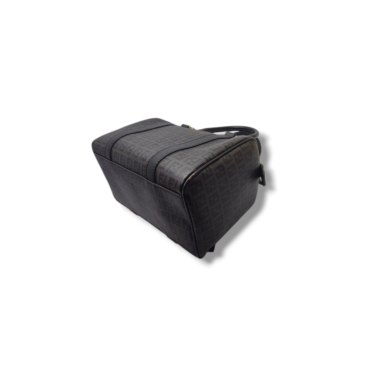 Fendi Zucchino Spalmati Canvas Forever Boston Bag Ghw (Monogram FF Brown)