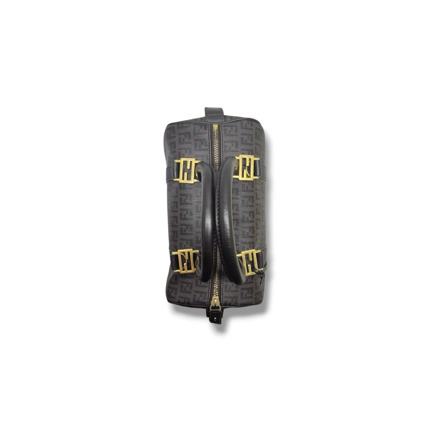 Fendi Zucchino Spalmati Canvas Forever Boston Bag Ghw (Monogram FF Brown)