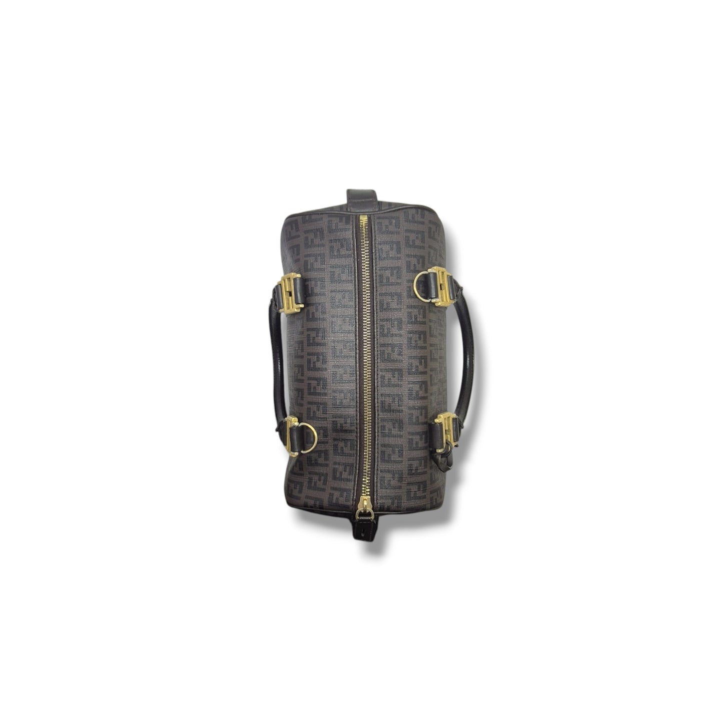 Fendi Zucchino Spalmati Canvas Forever Boston Bag Ghw (Monogram FF Brown)