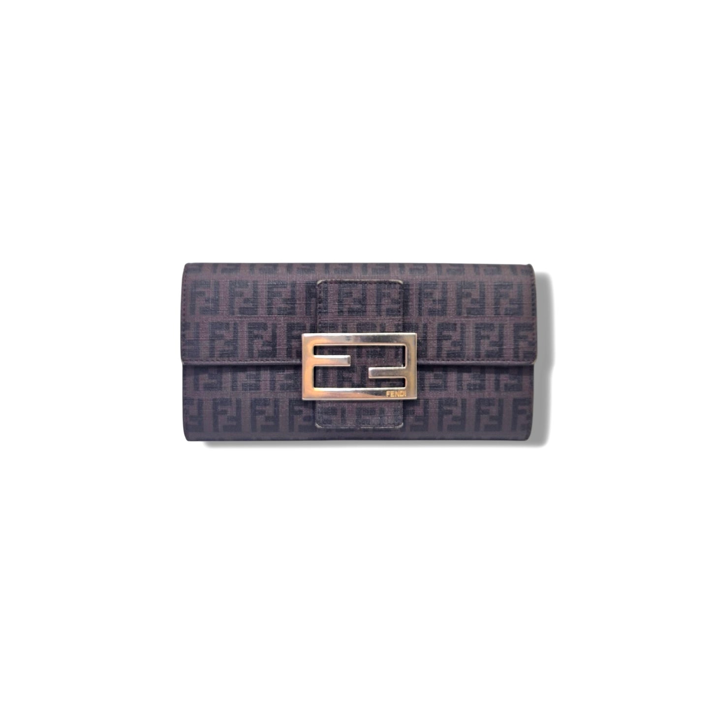 Fendi Zucchino Spalmati Canvas Forever Boston Bag Ghw (Monogram FF Brown)