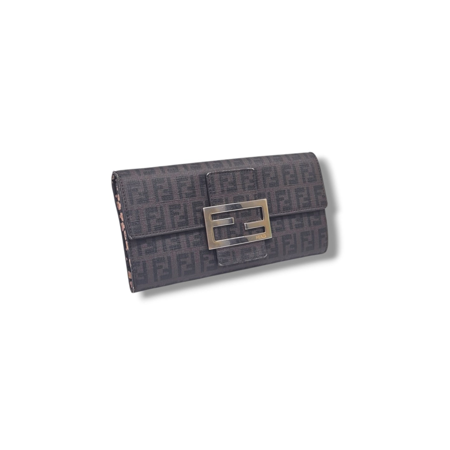 Fendi Zucchino Spalmati Canvas Forever Boston Bag Ghw (Monogram FF Brown)
