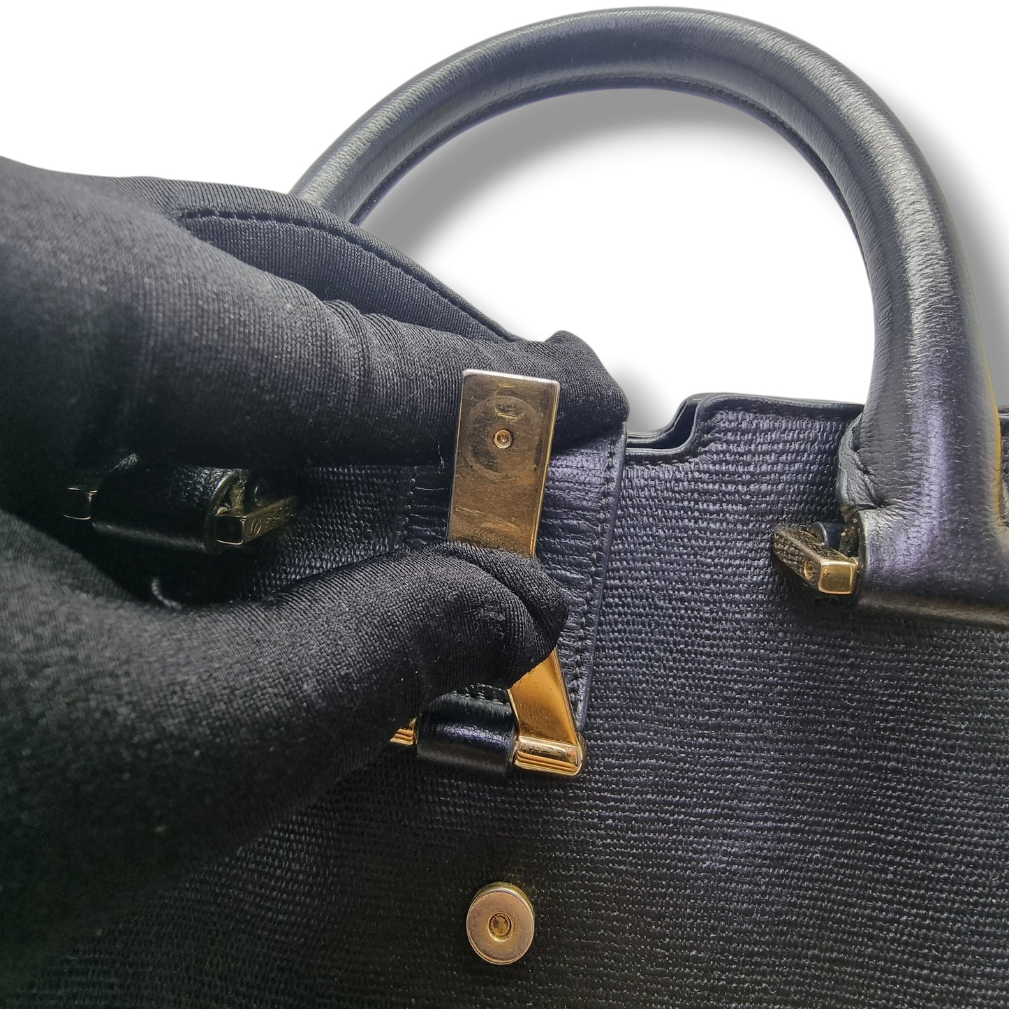 YSL Cabas Chyc Small Leather Bag Ghw (Black)