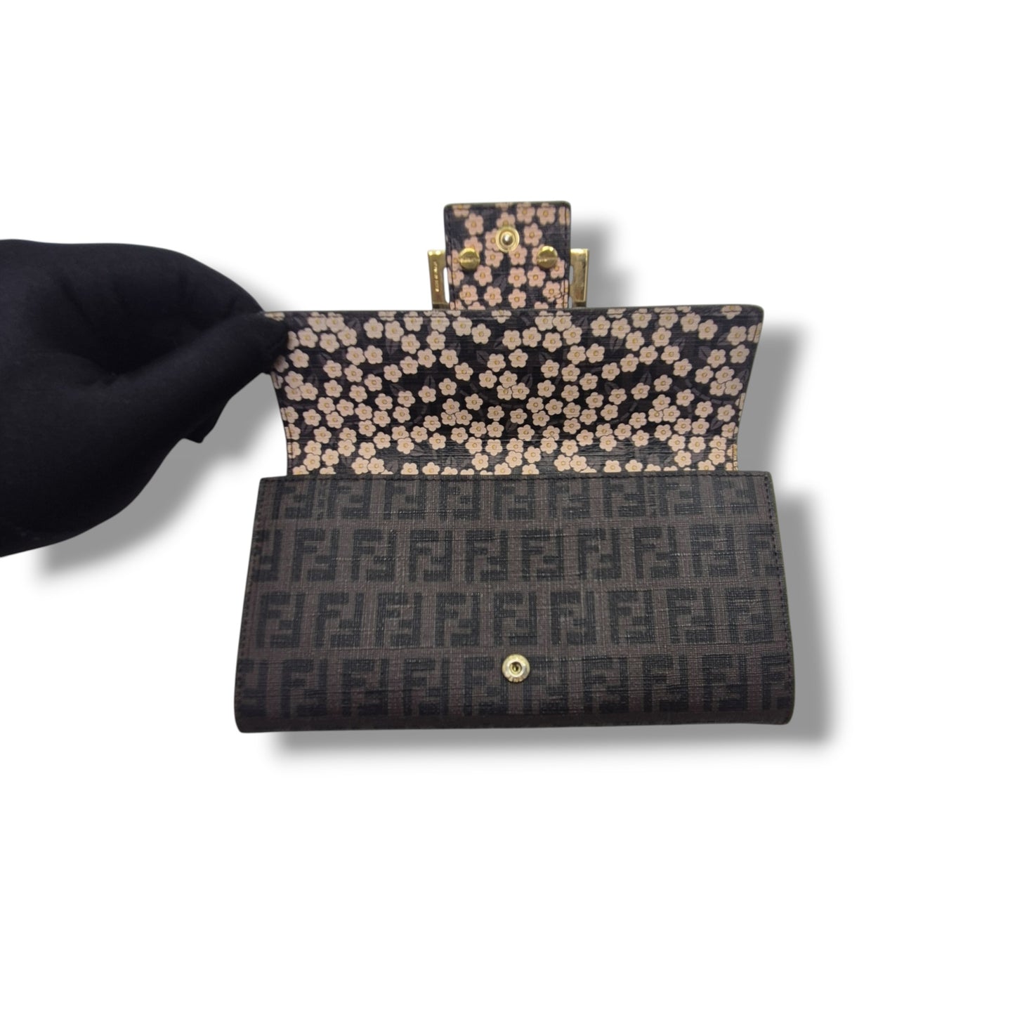 Fendi Zucchino Spalmati Canvas Forever Boston Bag Ghw (Monogram FF Brown)
