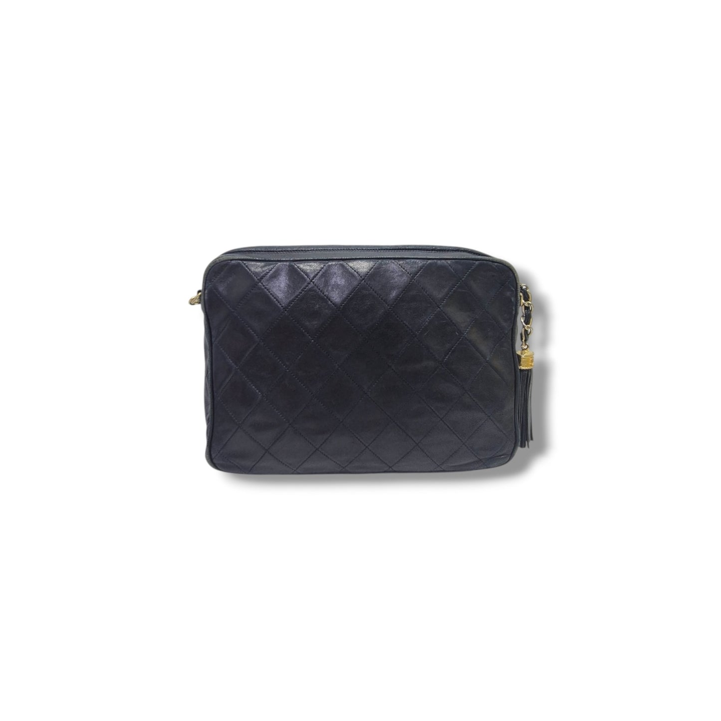 Chanel Vintage Camera Bag With Tassle Lambskin Ghw (Black)