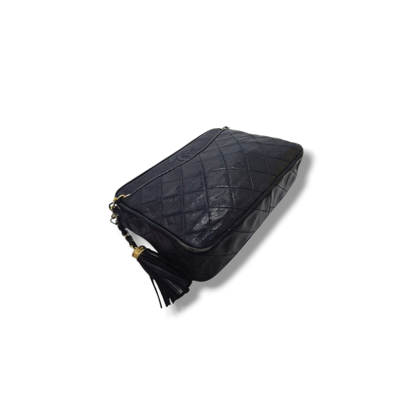 Chanel Vintage Camera Bag With Tassle Lambskin Ghw (Black)