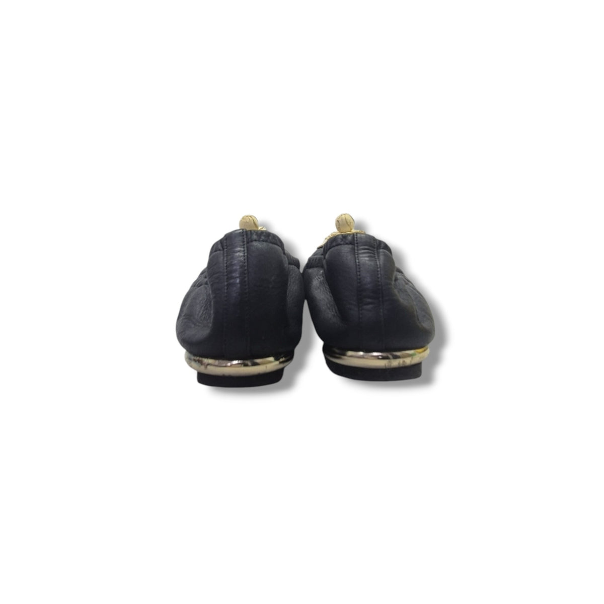 Chanel Camellia Flower Scrunch Ballet Flat Calf Leather (Black)