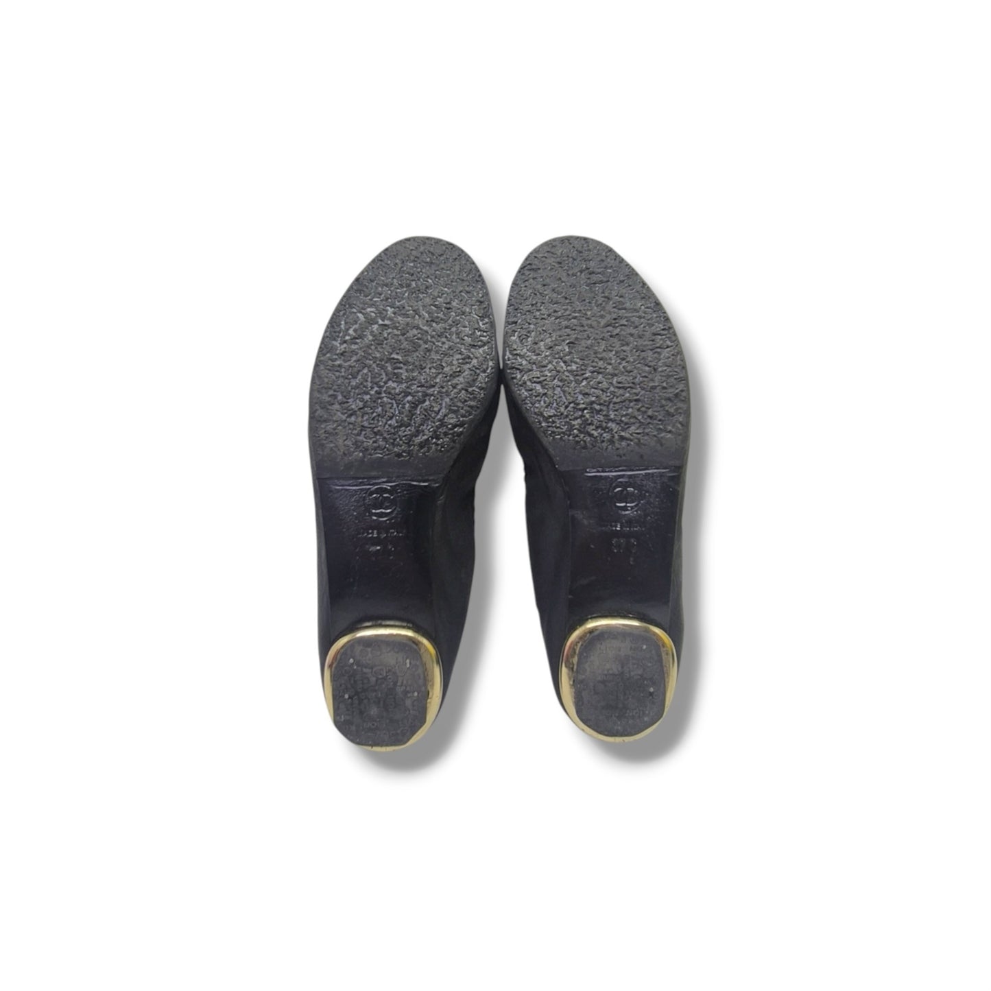 Chanel Camellia Flower Scrunch Ballet Flat Calf Leather (Black)